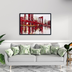 Framed 24 x 36 - Abstract and industrial red bridge