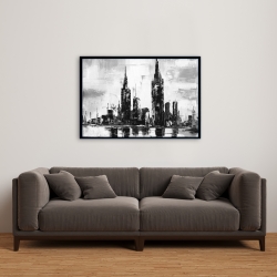 Framed 24 x 36 - Mono urban cityscape