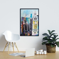 Framed 24 x 36 - Colorful cityscape of manhattan