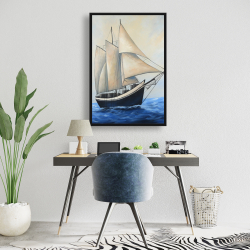 Framed 24 x 36 - Ship gently sailing by a sunny day