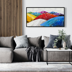 Framed 24 x 48 - Colorful umbrellas