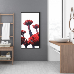 Framed 24 x 48 - Red tropical flowers