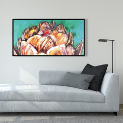 Framed 24 x 48 - Abstract double tulips flower