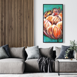 Framed 24 x 48 - Abstract double tulips flower