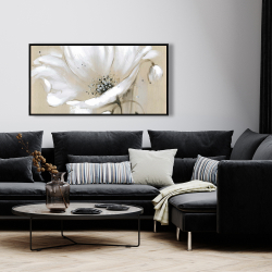 Framed 24 x 48 - White abstract wild flower