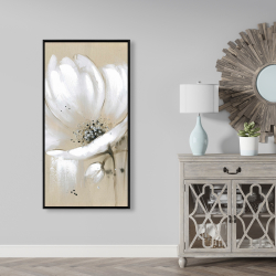 Framed 24 x 48 - White abstract wild flower