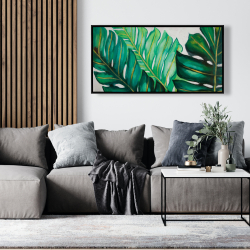 Framed 24 x 48 - Three big exotic plant leaves