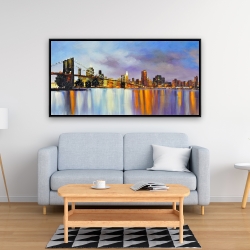 Framed 24 x 48 - Colorful city with a bridge by day