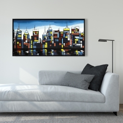 Framed 24 x 48 - Colorful skyline