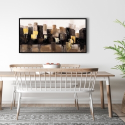 Framed 24 x 48 - Earthy tones abstract cityscape