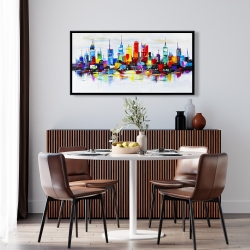 Framed 24 x 48 - Abstract and colorful city