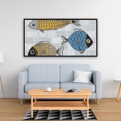 Framed 24 x 48 - Fishes' illustration