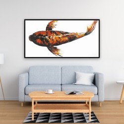 Framed 24 x 48 - Red butterfly koi fish