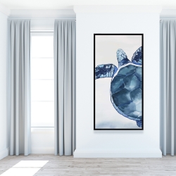 Framed 24 x 48 - Watercolor blue turtle