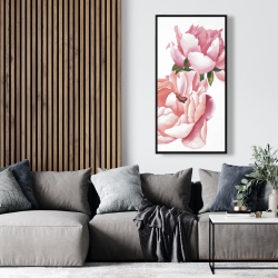 Framed 24 x 48 - Two pink watercolor roses