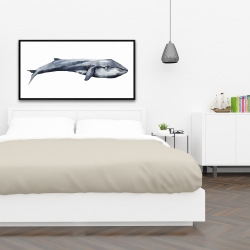 Framed 24 x 48 - Watercolor whale