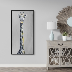 Framed 24 x 48 - Steel blue giraffe