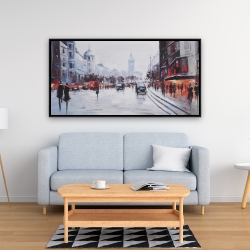 Framed 24 x 48 - Street scene with cars