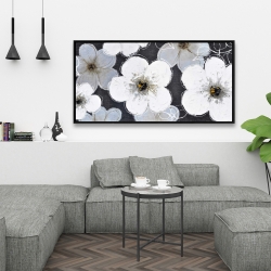 Framed 24 x 48 - Gray flowers