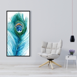 Framed 24 x 48 - Long peacock feather