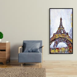 Encadré 24 x 48 - Tour eiffel abstraite avec éclats de peinture