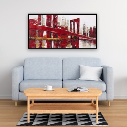 Framed 24 x 48 - Abstract and industrial red bridge