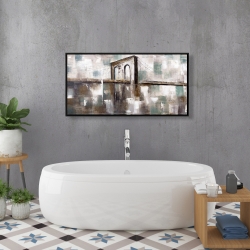 Framed 24 x 48 - Abstract paint spotted bridge