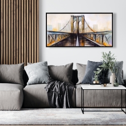 Framed 24 x 48 - Colorful brooklyn bridge