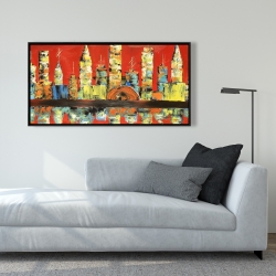 Framed 24 x 48 - Red abstract skyline