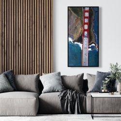 Framed 24 x 48 - Overhead view of the golden gate and mountains