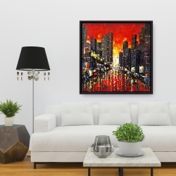 Framed 36 x 36 - Abstract sunset on the city