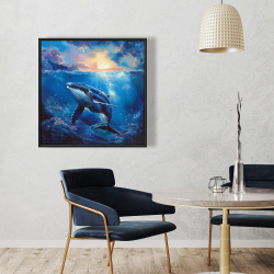 Framed 36 x 36 - Whale in the water