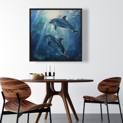 Framed 36 x 36 - Two dolphins