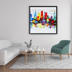 Framed 36 x 36 - Abstract and colorful city
