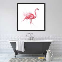 Framed 36 x 36 - Pink flamingo watercolor