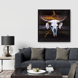 Framed 36 x 36 - Hanged bull skull