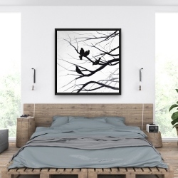 Framed 36 x 36 - Birds and branches silhouette