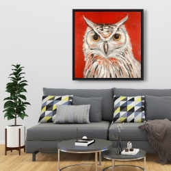 Framed 36 x 36 - Colorful eagle owl