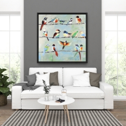 Framed 36 x 36 - Small abstract colorful birds