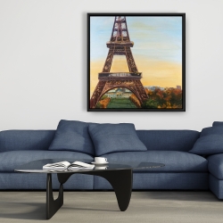 Framed 36 x 36 - Eiffel tower by dawn