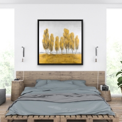 Framed 36 x 36 - Seven abstract yellow trees