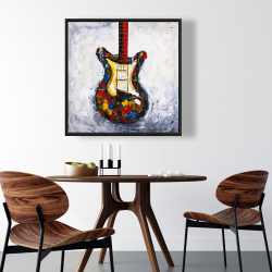 Framed 36 x 36 - Colorful guitar
