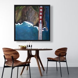 Framed 36 x 36 - Overhead view of the golden gate and mountains