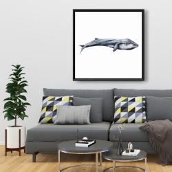Framed 36 x 36 - Watercolor whale