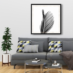 Framed 36 x 36 - Areca palm with rose line