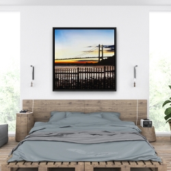 Framed 36 x 36 - Bridge by sunset