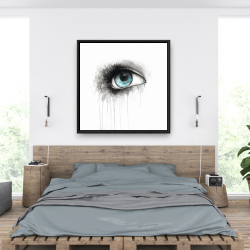 Framed 36 x 36 - Blue eye in watercolor