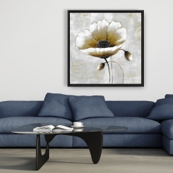 Framed 36 x 36 - Modern beige flower