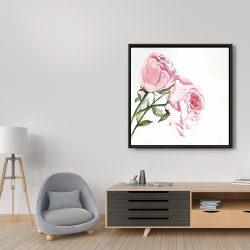 Framed 36 x 36 - Watercolor pink roses