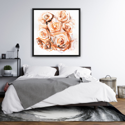 Framed 36 x 36 - Abstract roses with sepia style